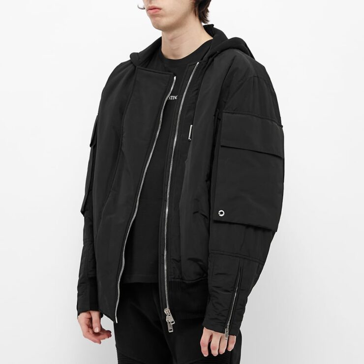 Utilitarian hooded bomber on sale jacket