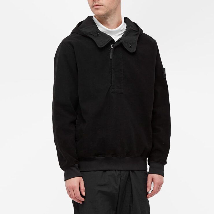 Stone Island Ghost Half-Zip Hoody 'Black' | MRSORTED