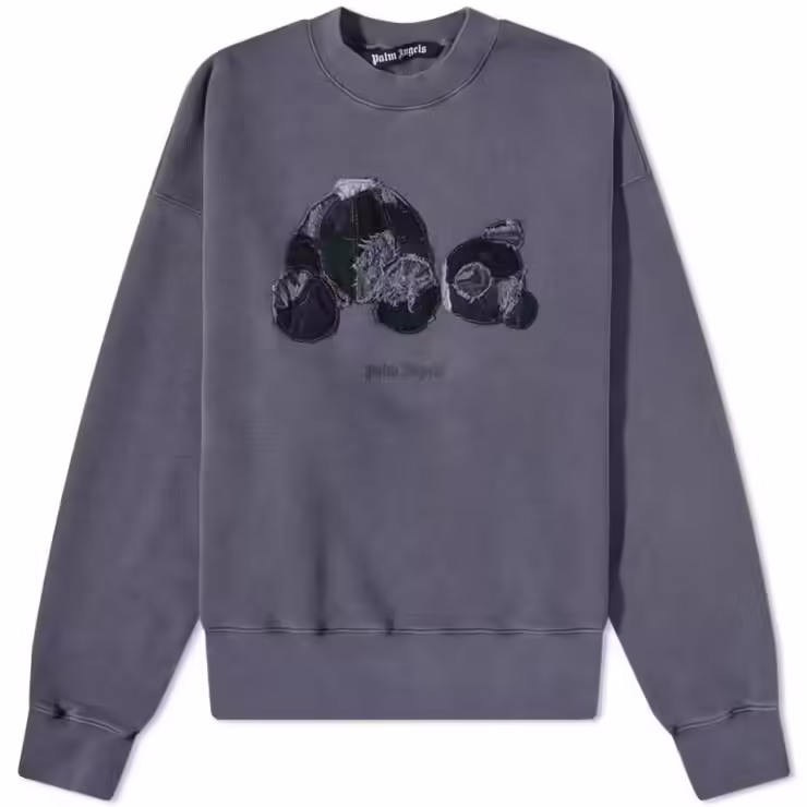 Palm Angels Ripped Denim Bear Sweatshirt 'Indigo Blue'