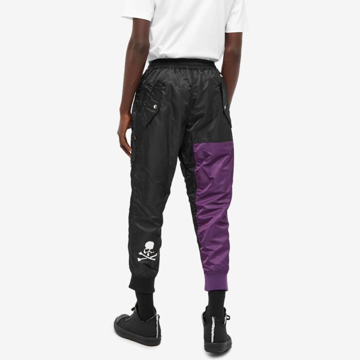 Black and purple cargo clearance pants