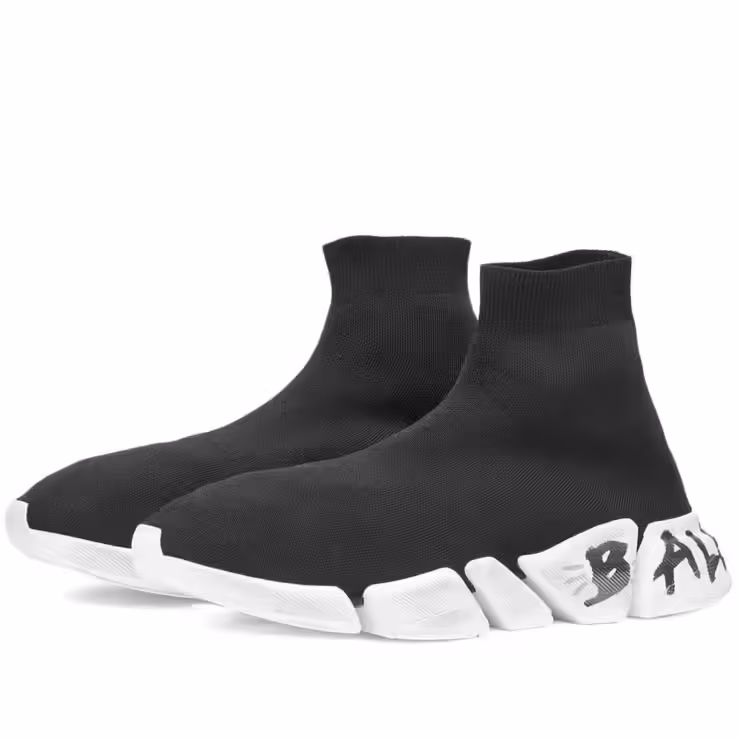 Balenciaga Speed 2.0 Graffiti Recycled Knit Sneaker 'Black'