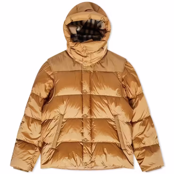 Burberry Detachable Sleeve Hooded Puffer Jacket 'Warm Honey'