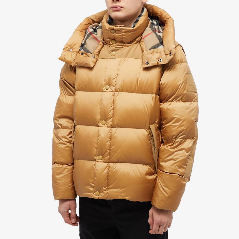 Burberry Detachable Sleeve Monogram Print Puffer Jacket in Brown