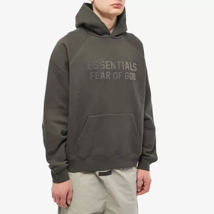 Fear of god essentials cheapest hoodie off black