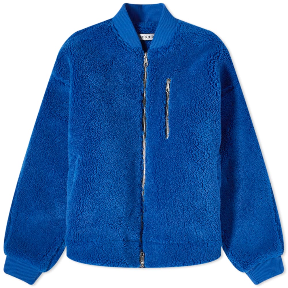 Cole Buxton Wool Fleece Bomber Jacket 'Cobalt Blue